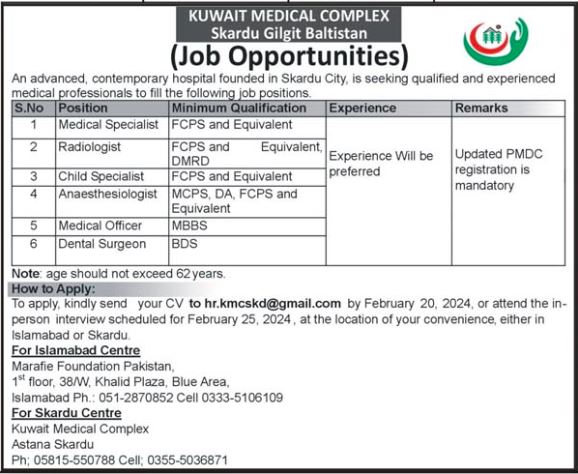 Kuwait Medical Complex Jobs 2024