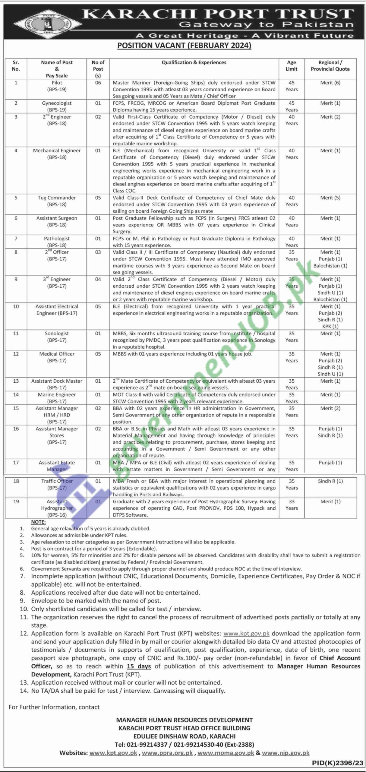 Karachi Port Trust Jobs 2024 Online Apply - Latest Advertisement