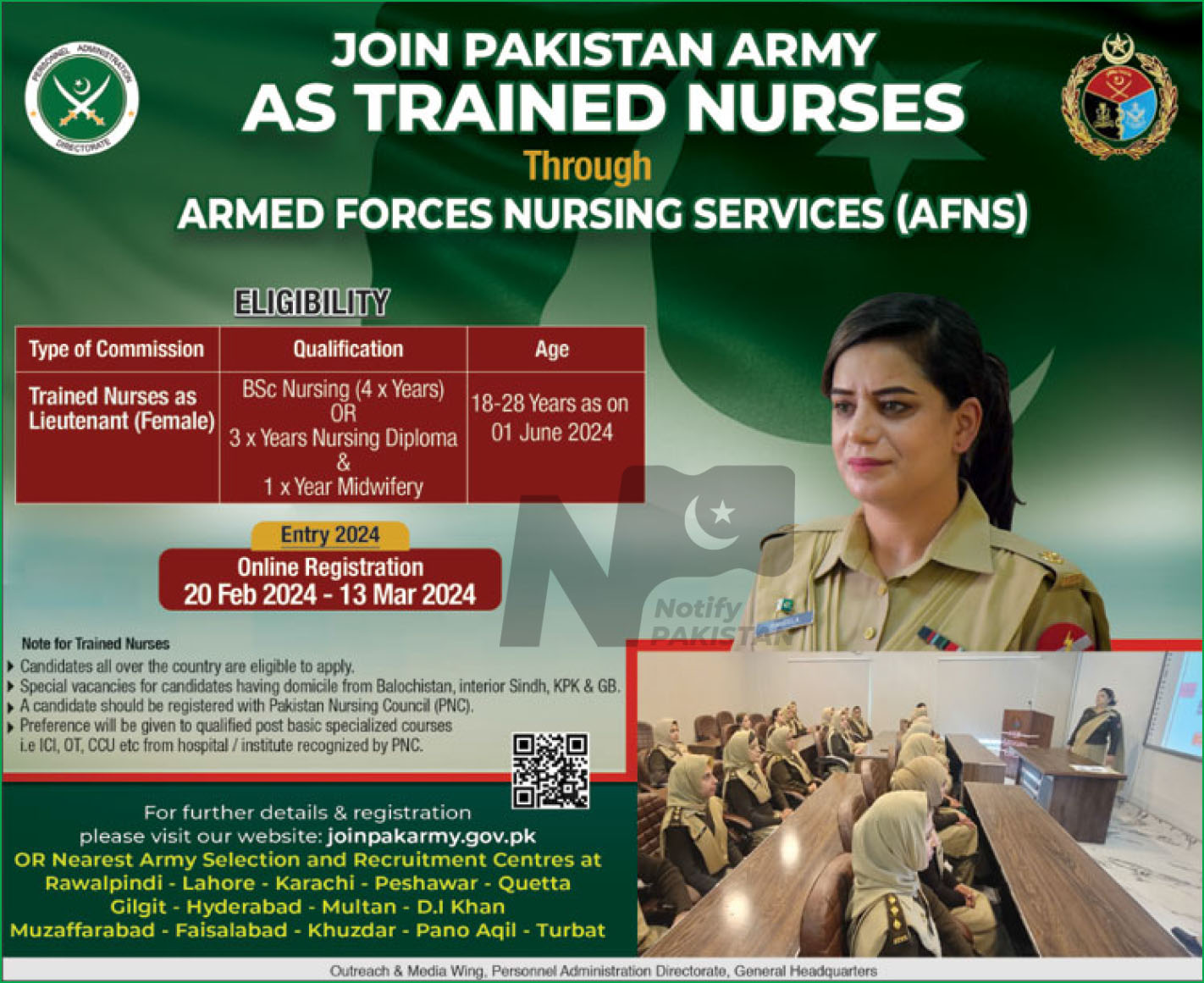 Join Pak Army as Trained Nurses Jobs 2024 Advertisement