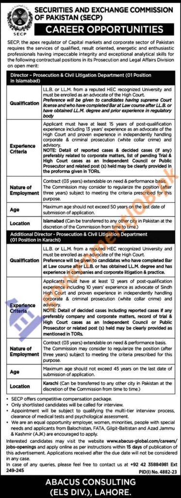 SECP Jobs 2024 Online Apply - Advertisement 