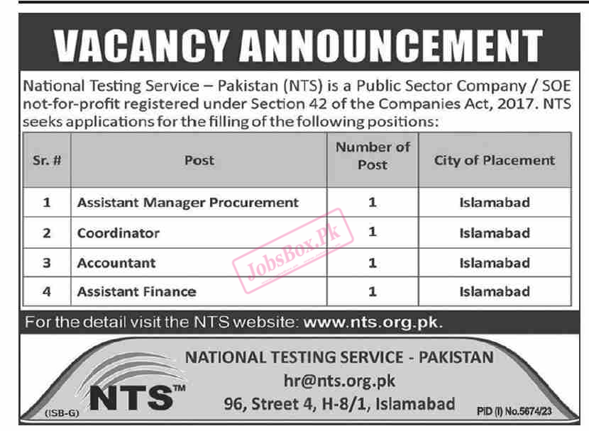 NTS Jobs 2024 Online Apply - Latest Advertisement