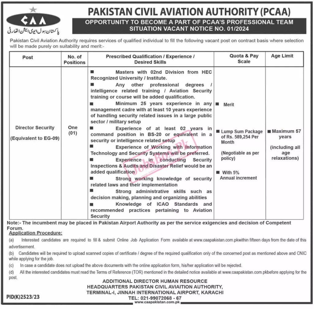 CAA Jobs 2024 Latest Advertisement