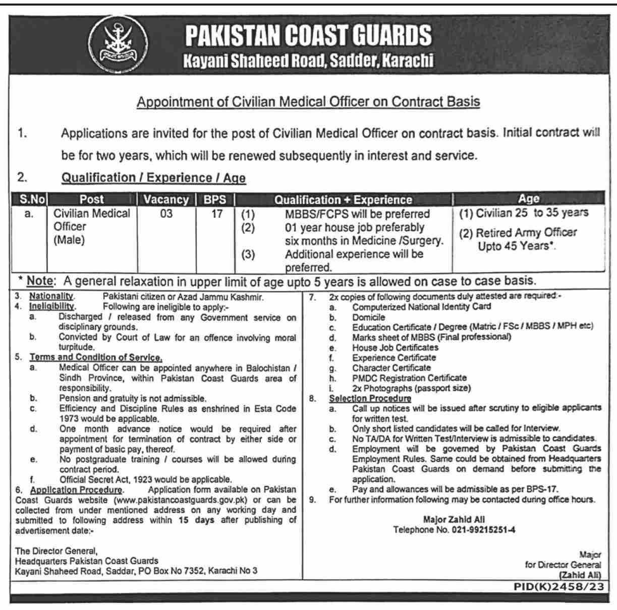 Pakistan Coast Guard Jobs 2024 Sindh latest Advertisement