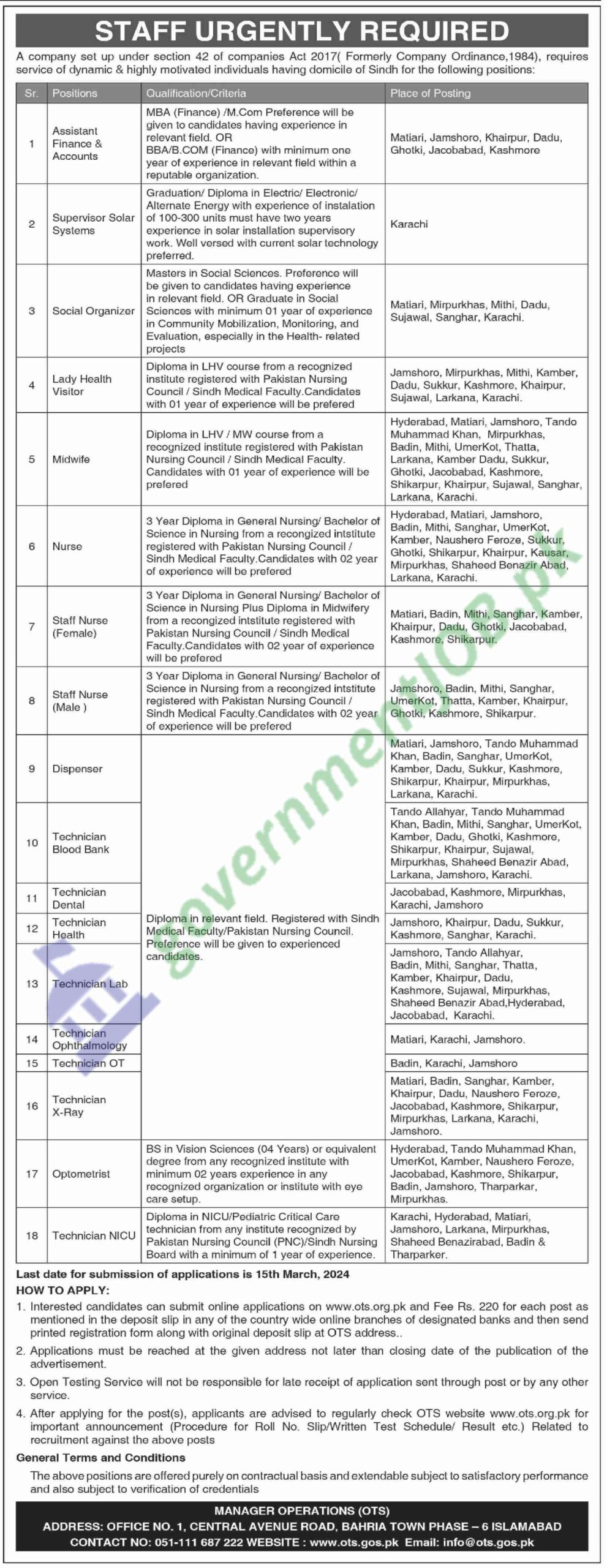 Public Sector OTS Jobs 2024 Advertisement