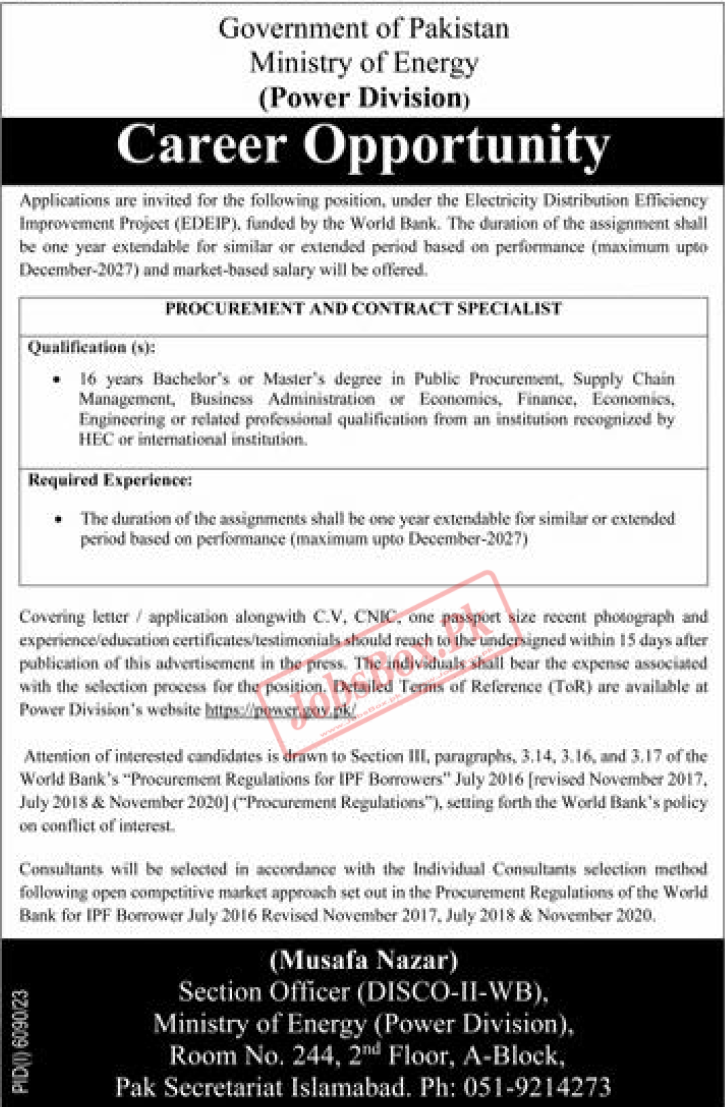 Ministry of Energy Jobs 2024 Latest Advertisement