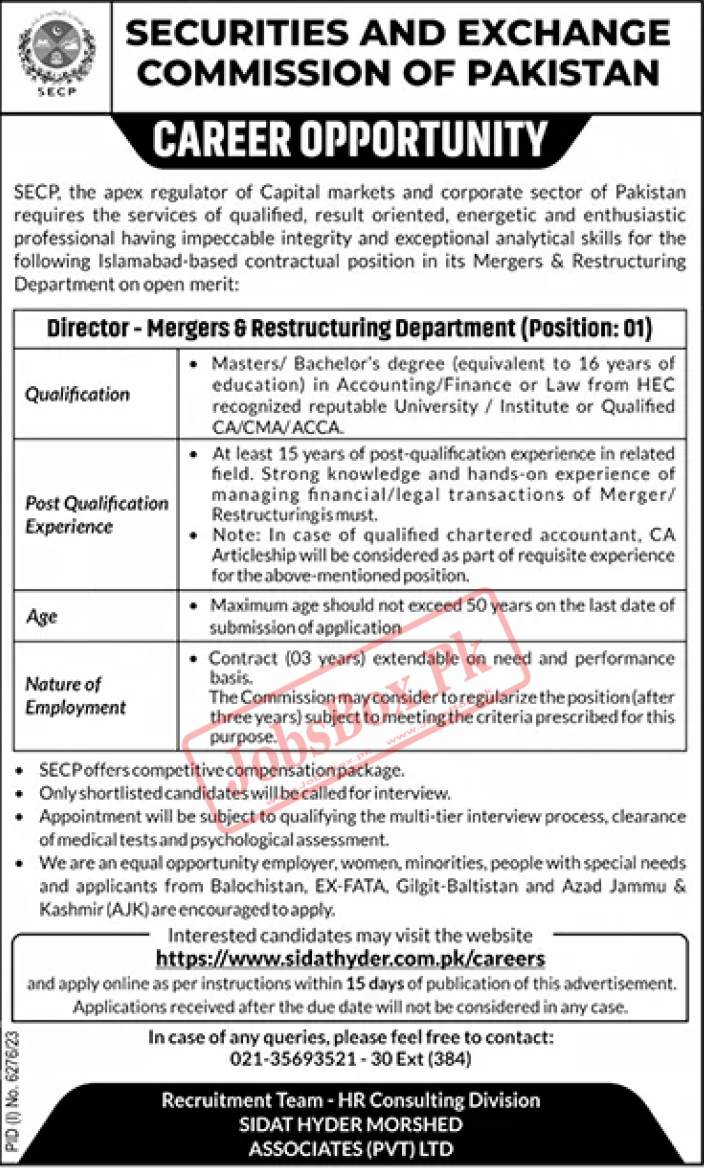 SECP Jobs 2024 Online Advertisement